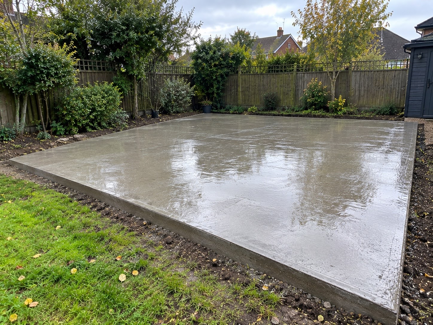 Concrete shed base installations in Edmonton