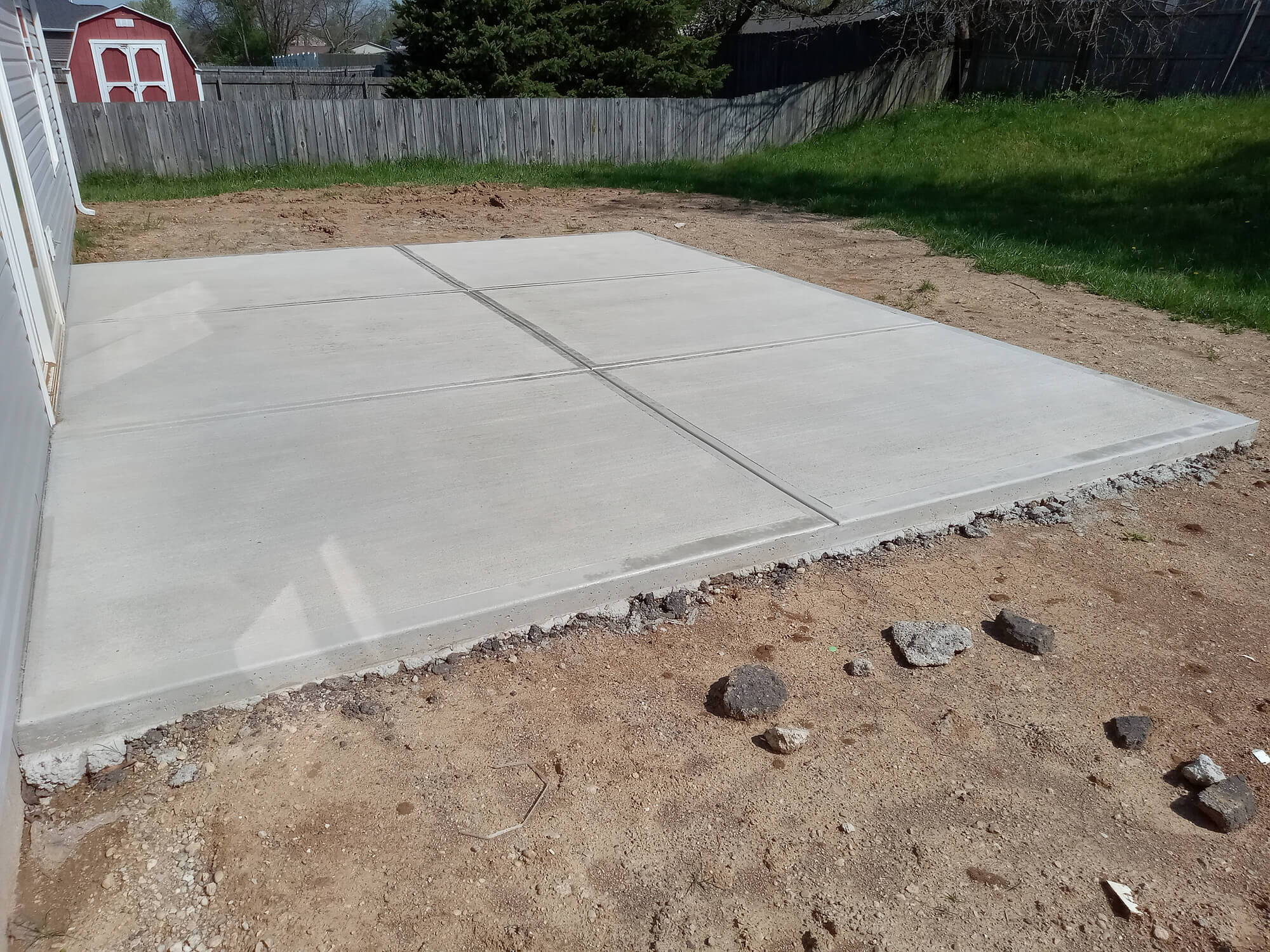 Finished concrete shed base installation