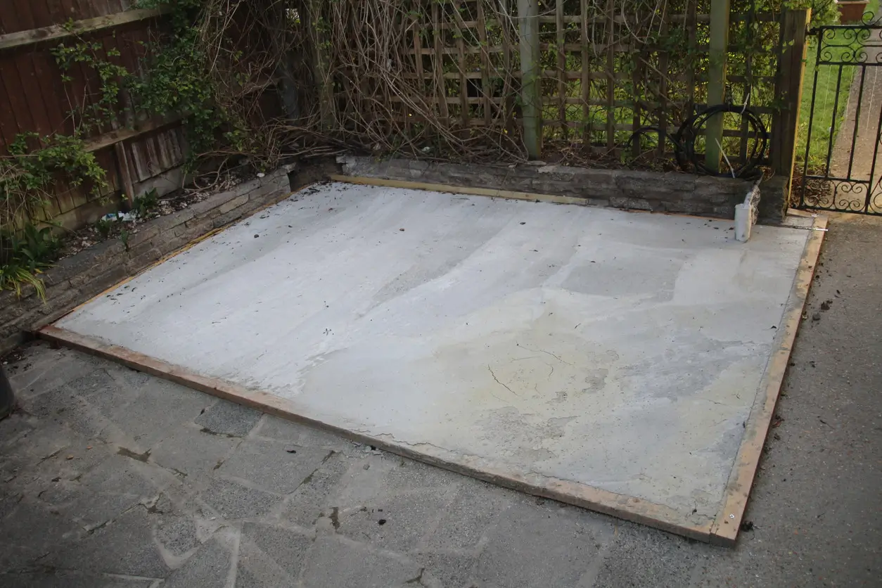 Concrete shed base Enfield - poured, levelled & installed