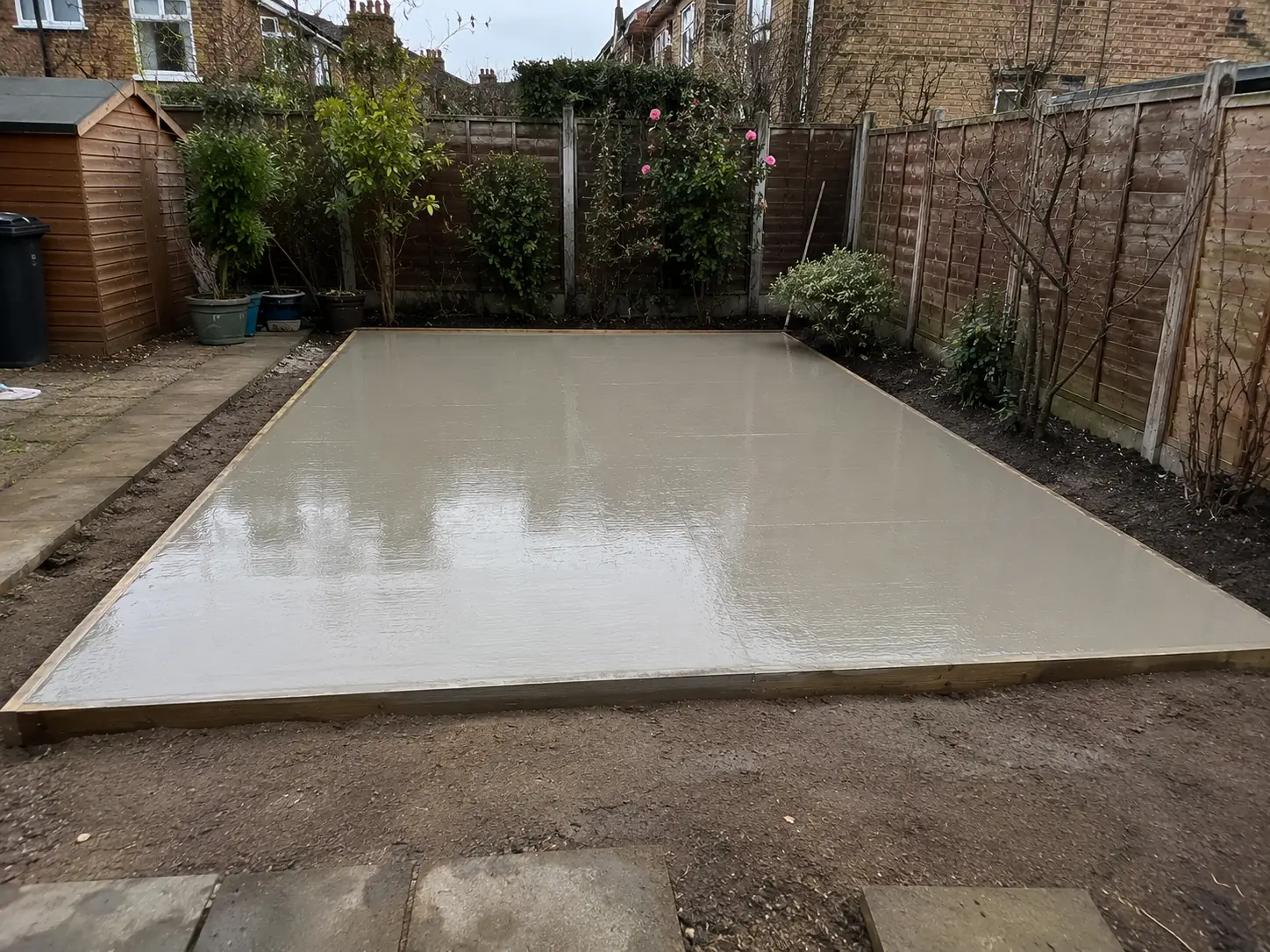 Palmers Green completed base fitted in garden