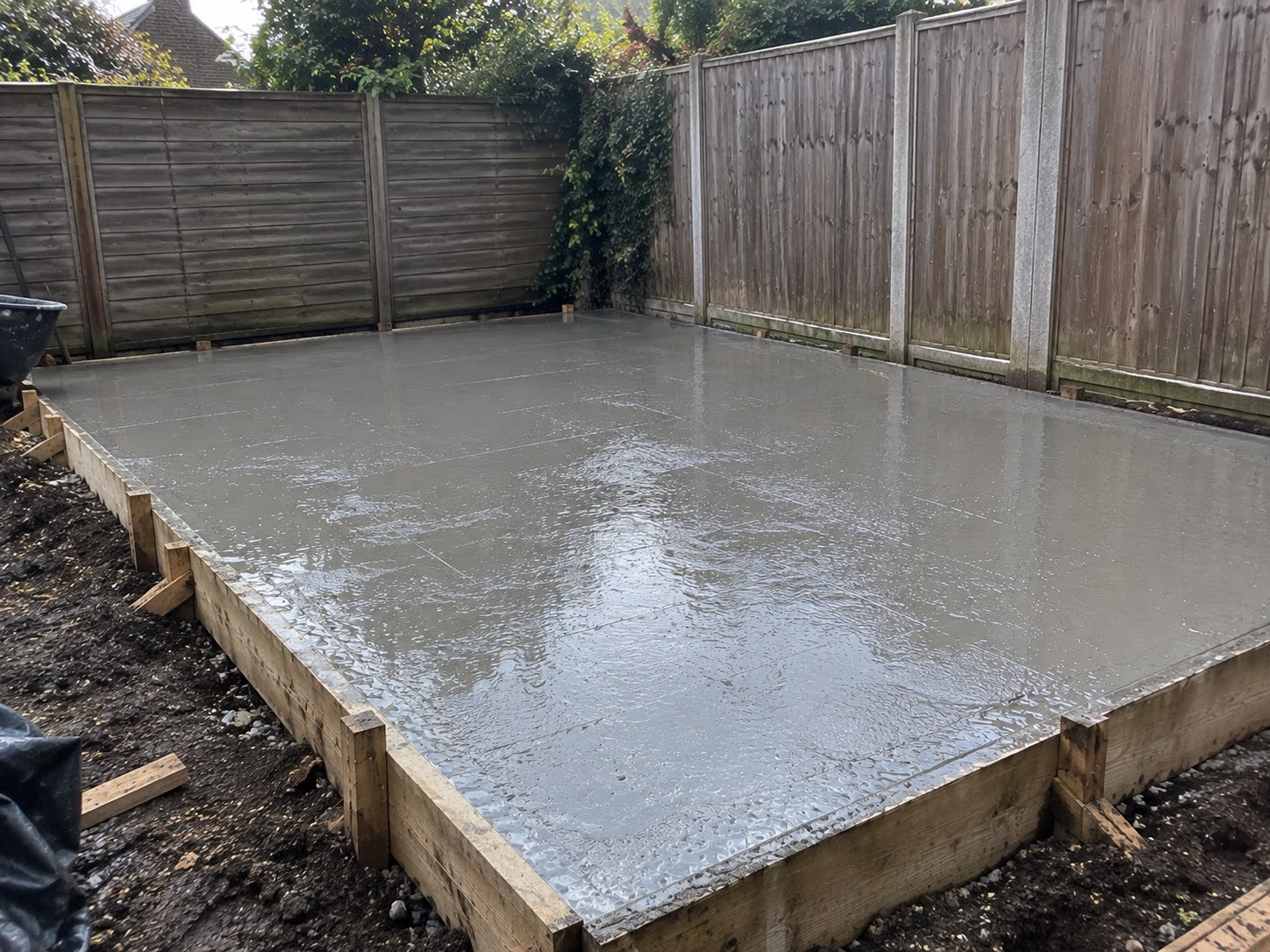 Domestic concrete base installation in Waltham Abbey