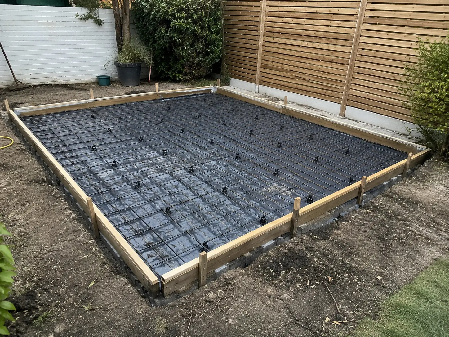 Ground prepared ready for concrete base installation
